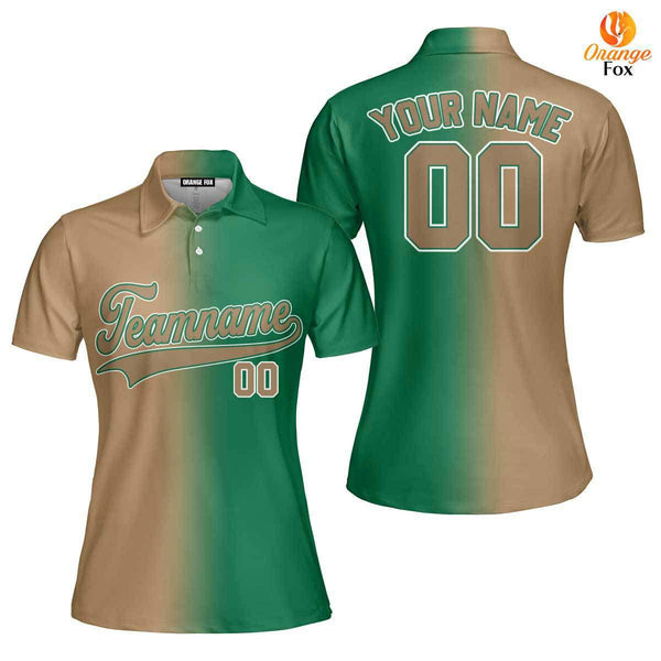 Custom Olive White Kelly Green Fade Fashion Custom Polo Shirt For Women