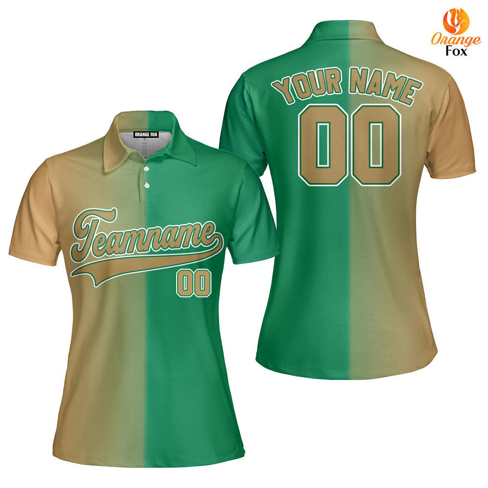 Custom Olive White Kelly Green Fade Fashion Custom Polo Shirt For Women