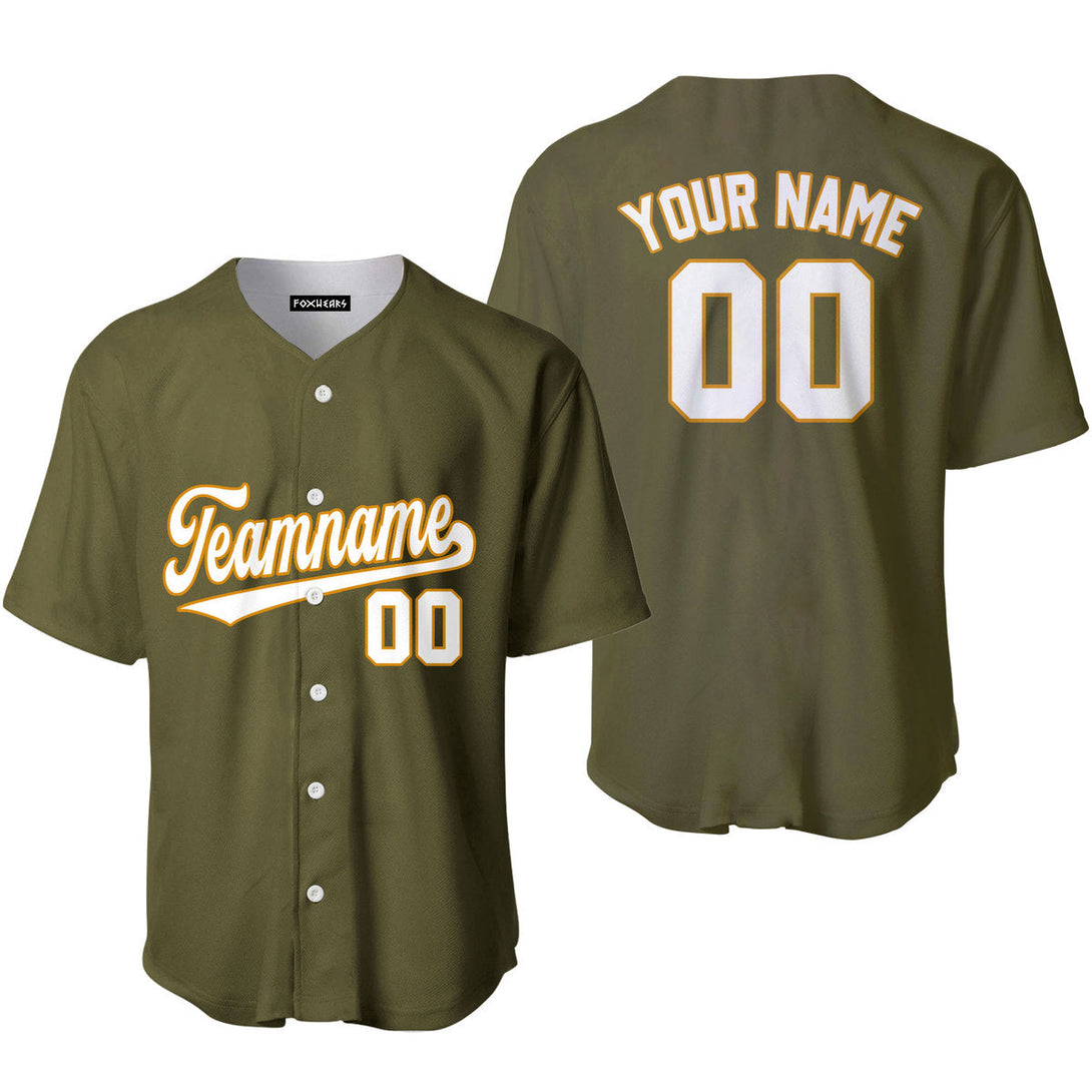 Custom Olive White Orange Custom Baseball Jerseys For Men & Women