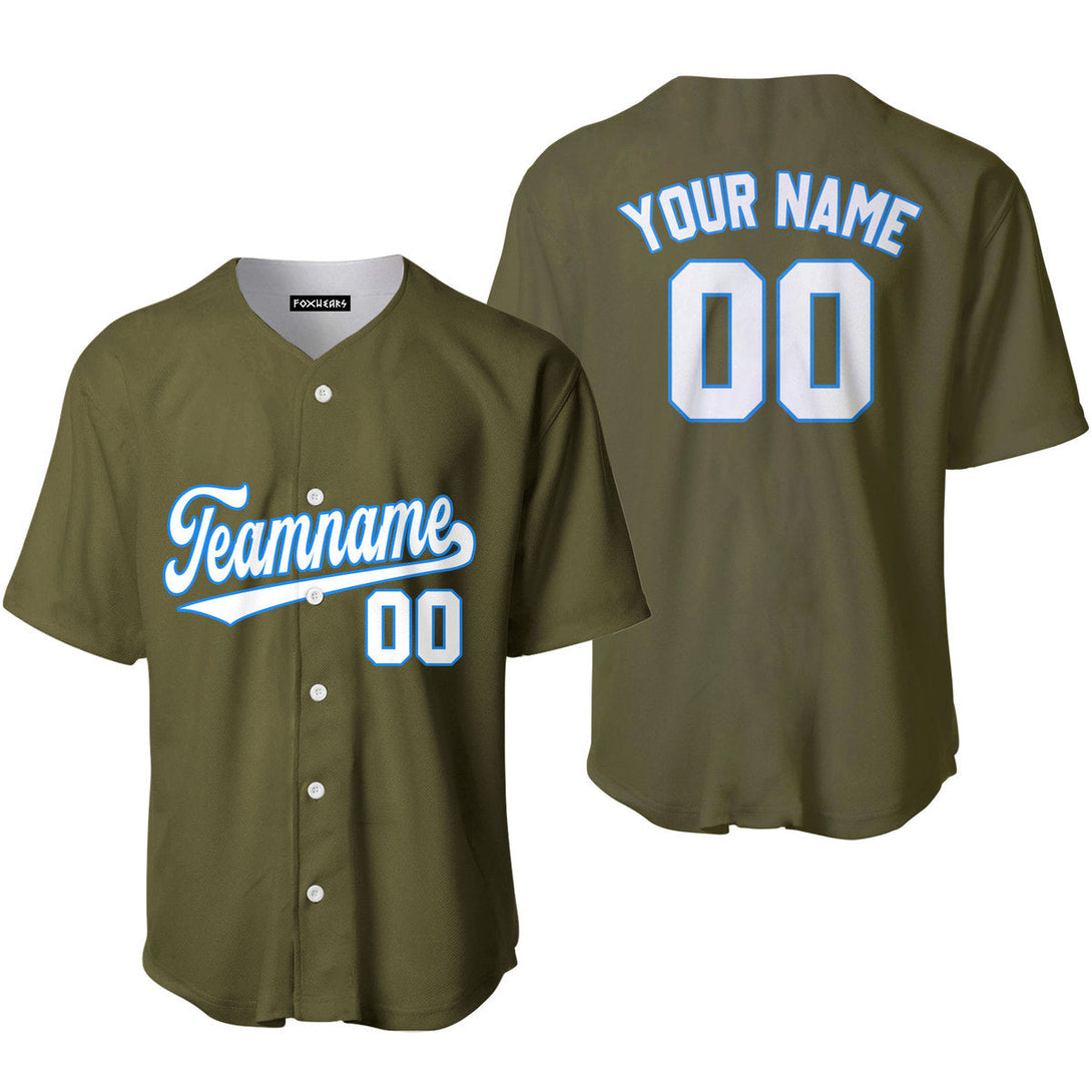 Custom Olive White Powder Blue Custom Baseball Jerseys For Men & Women