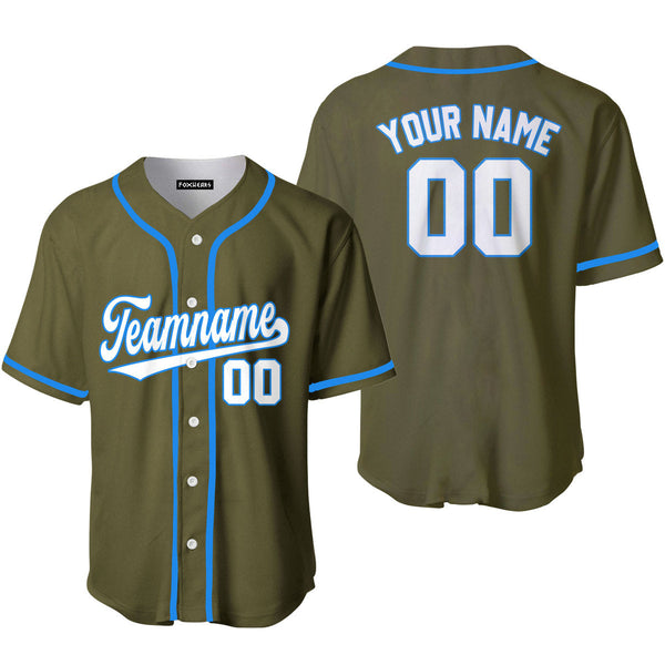 Custom Olive White Powder Blue Custom Baseball Jerseys For Men & Women