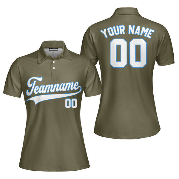 Custom Olive White - Powder Blue Custom Polo Shirt For Women