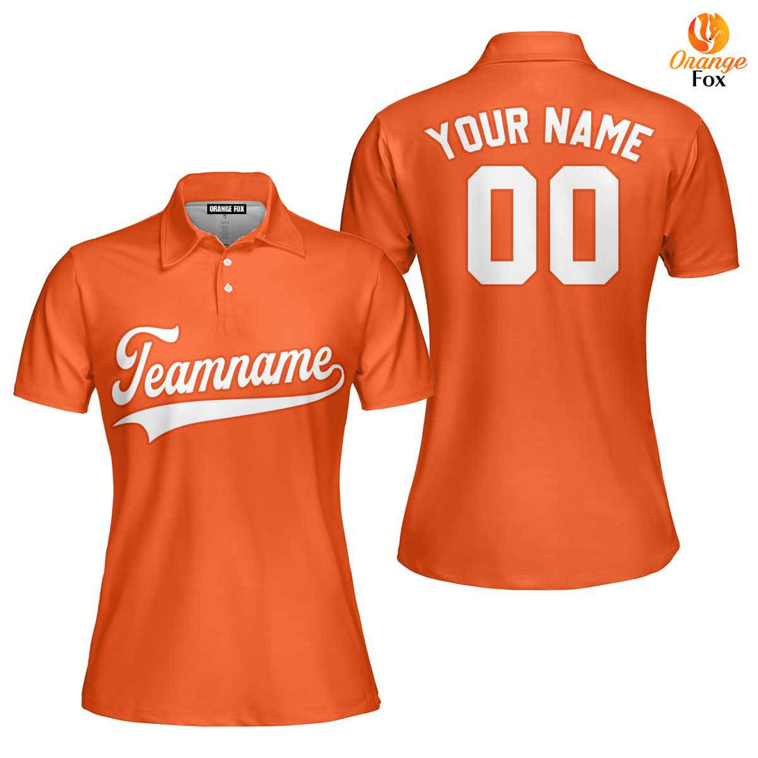 Custom Orange Black And Orange Custom Polo Shirt For Women