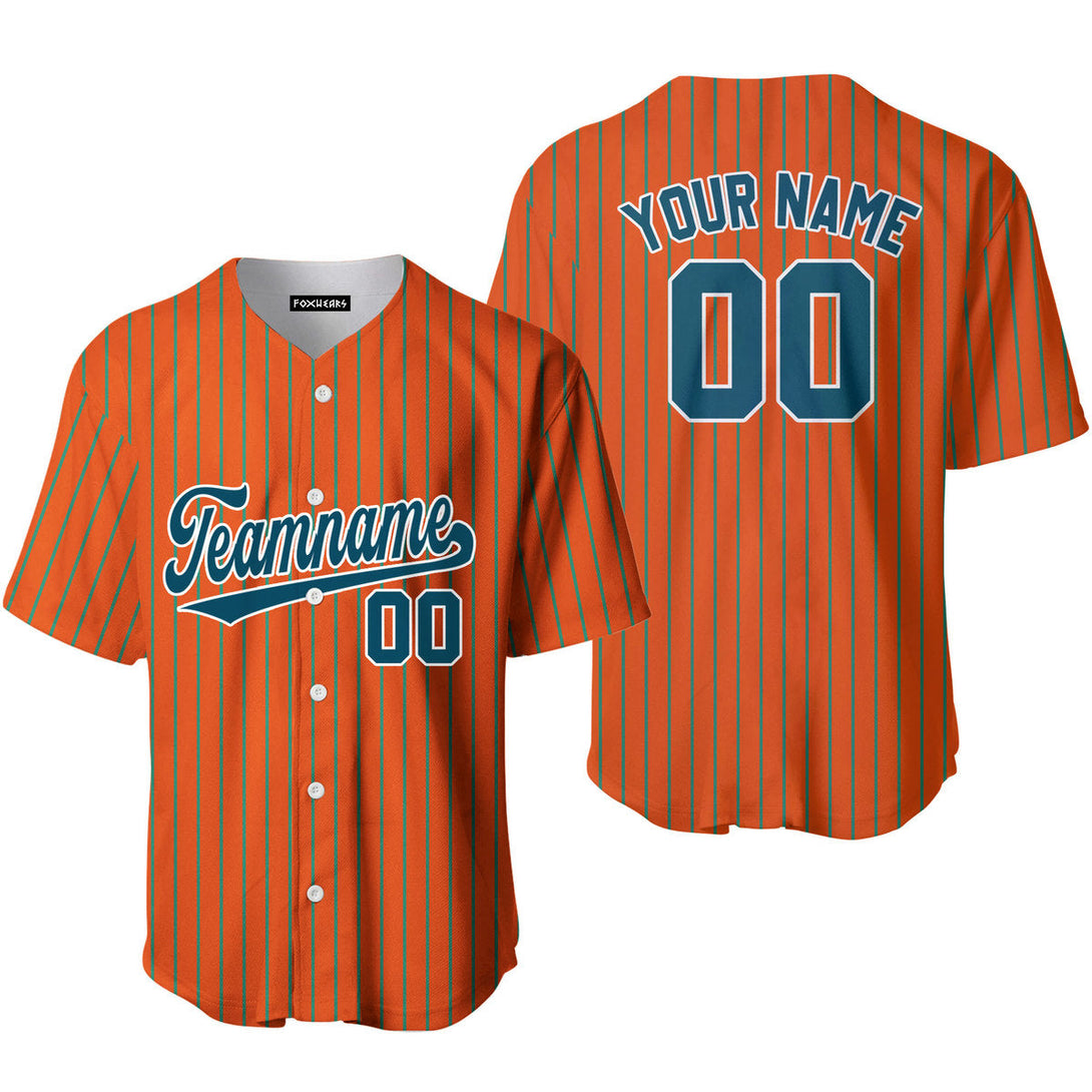 Custom Orange Navy Blue Pinstripe White Baseball Jerseys For Men & Women