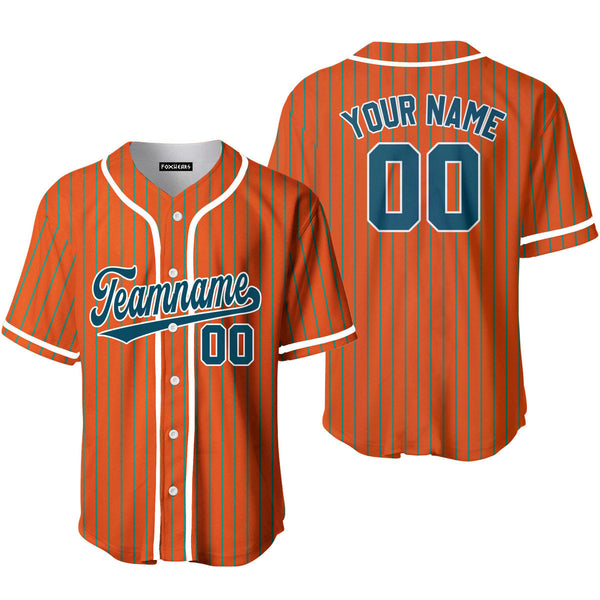 Custom Orange Navy Blue Pinstripe White Baseball Jerseys For Men & Women