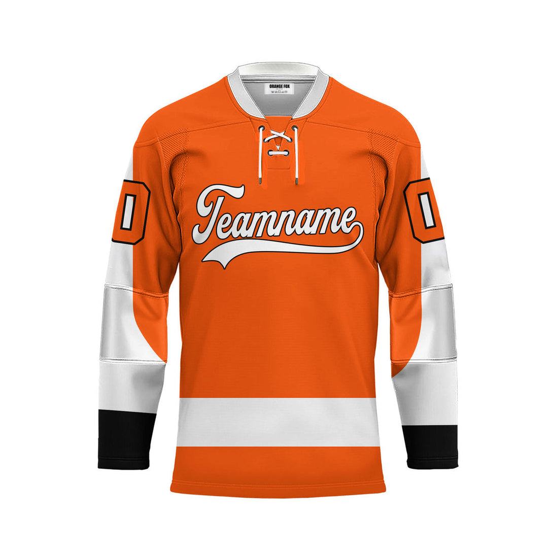 Custom Orange Philadelphia Lace Neck Hockey Jersey For Men & Women