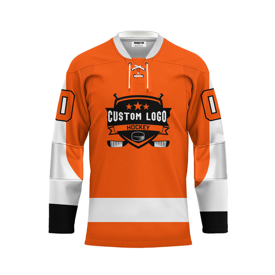 Custom Orange Philadelphia Lace Neck Hockey Jersey For Men & Women