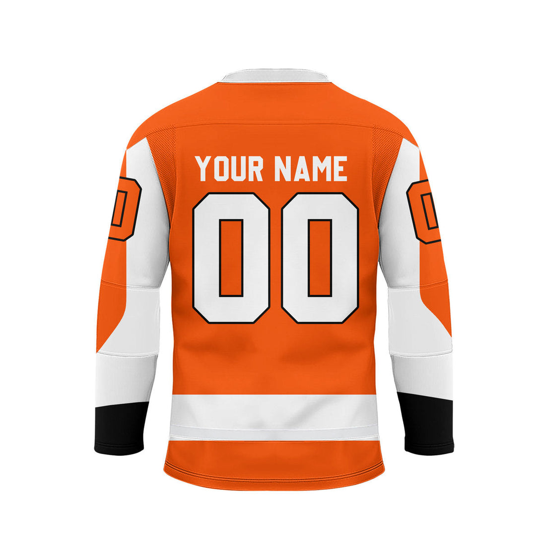 Custom Orange Philadelphia Lace Neck Hockey Jersey For Men & Women