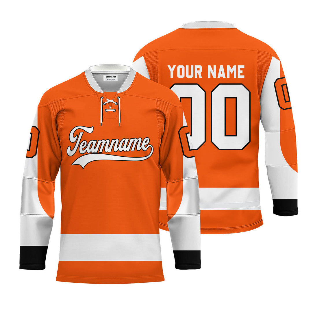 Custom Orange Philadelphia Lace Neck Hockey Jersey For Men & Women