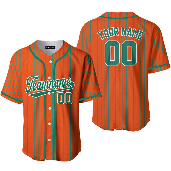 Custom Orange Teal Pinstripe White Baseball Jerseys For Men & Women