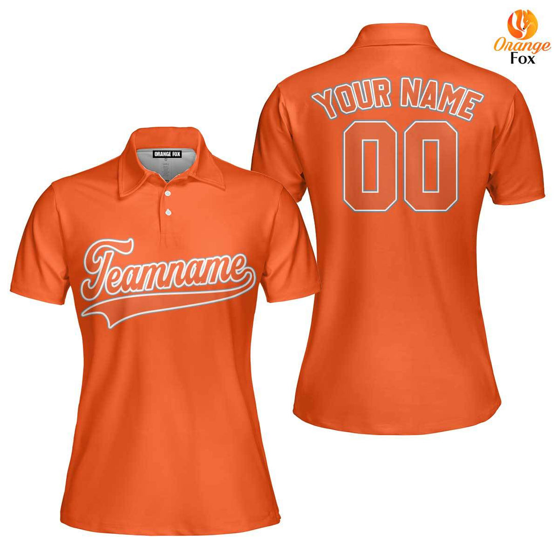 Custom Orange White And Orange Custom Polo Shirt For Women