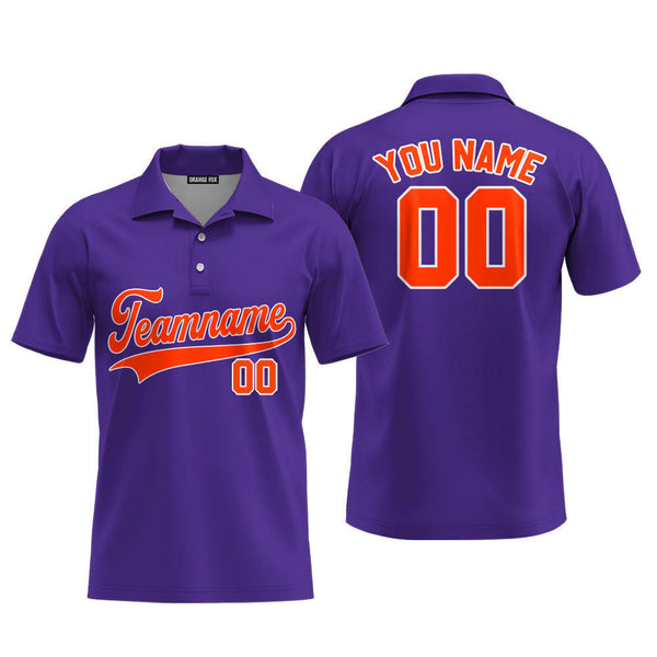 Custom Orange White And Purple Custom Polo Shirt For Men