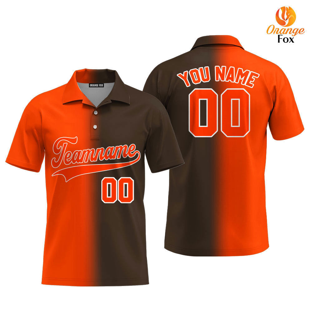 Custom Orange White Brown Fade Fashion Custom Polo Shirt For Men