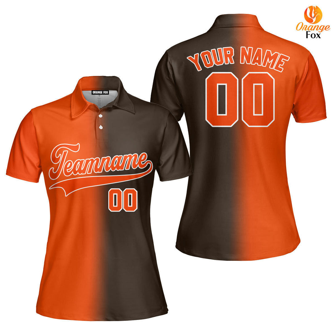 Custom Orange White Brown Fade Fashion Custom Polo Shirt For Women