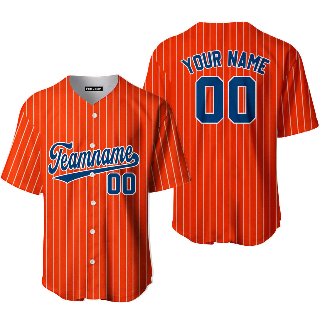 Custom Orange White Pinstripe Blue Baseball Jerseys For Men & Women