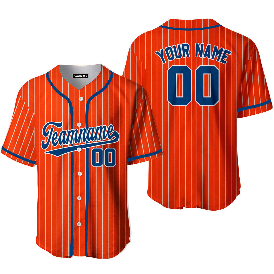 Custom Orange White Pinstripe Blue Baseball Jerseys For Men & Women