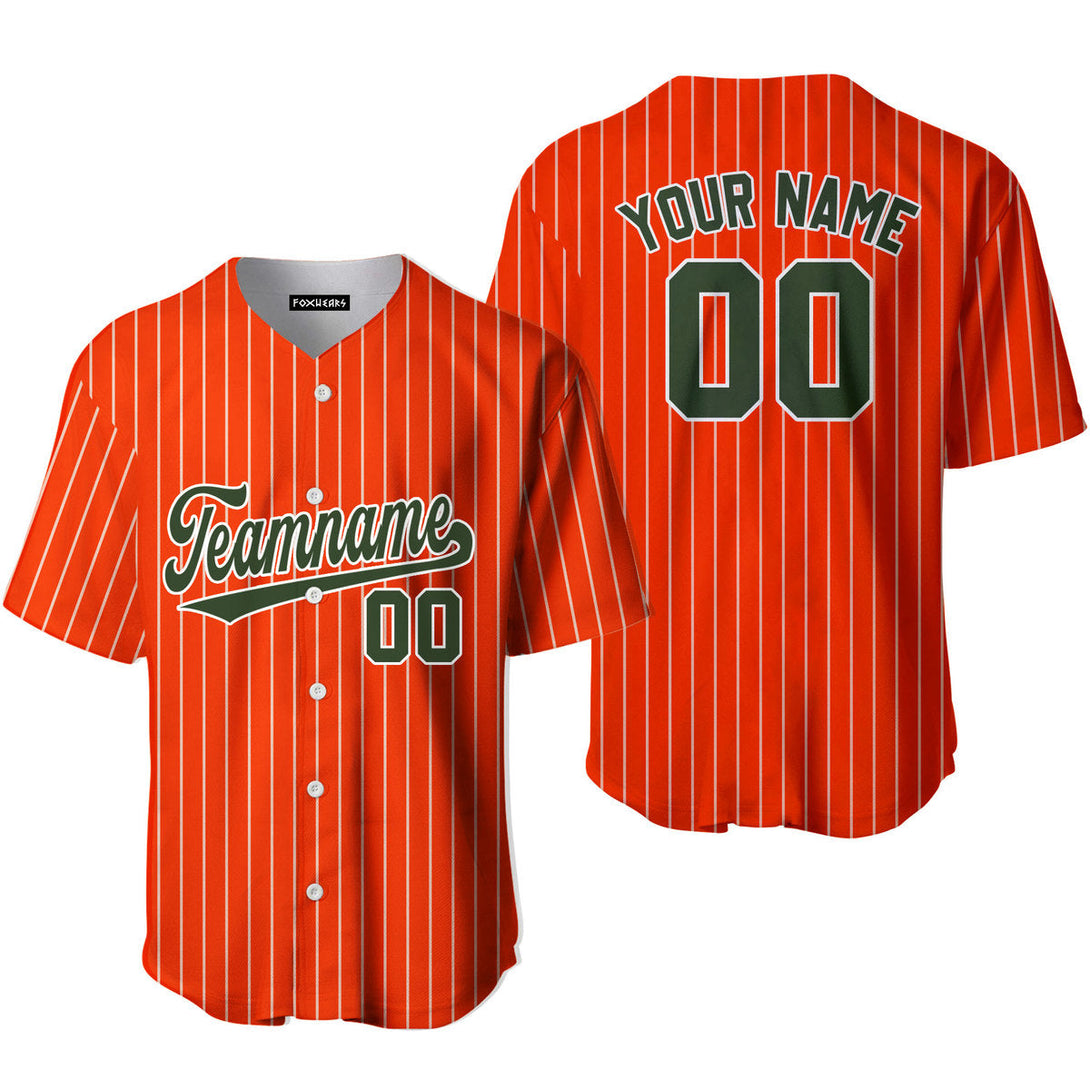 Custom Orange White Pinstripe Green Baseball Jerseys For Men & Women