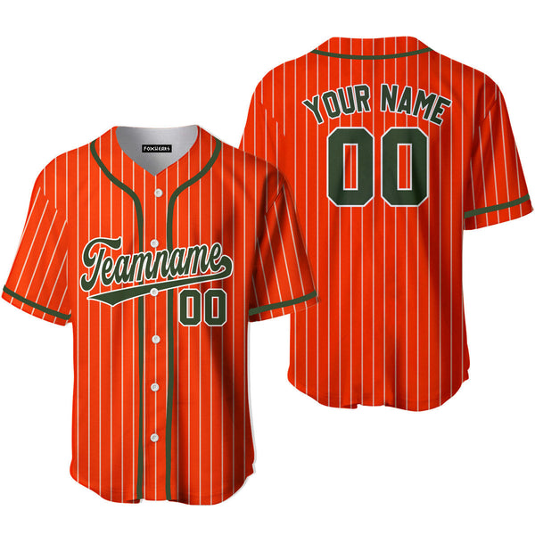 Custom Orange White Pinstripe Green Baseball Jerseys For Men & Women