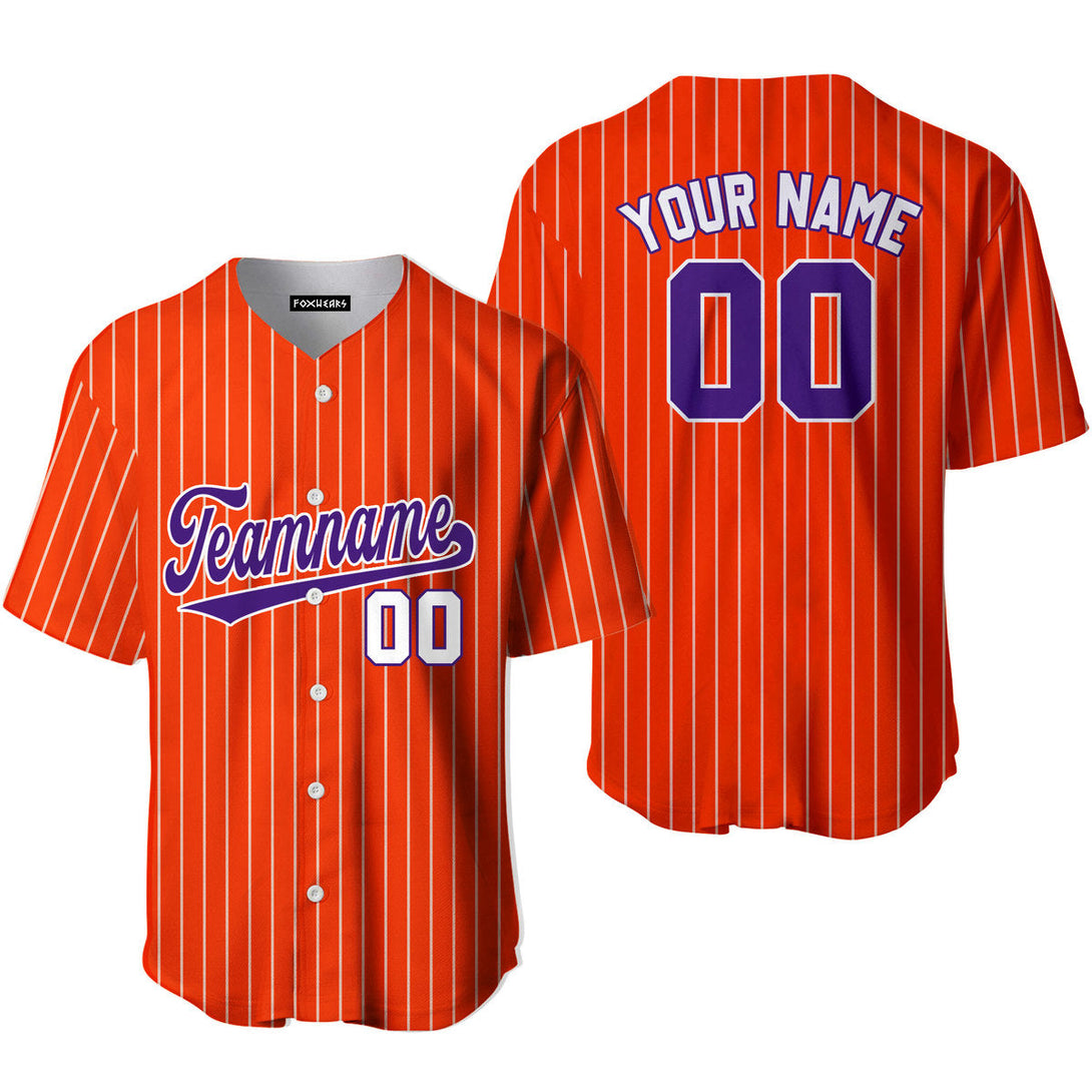 Custom Orange White Pinstripe Purple Baseball Jerseys For Men & Women