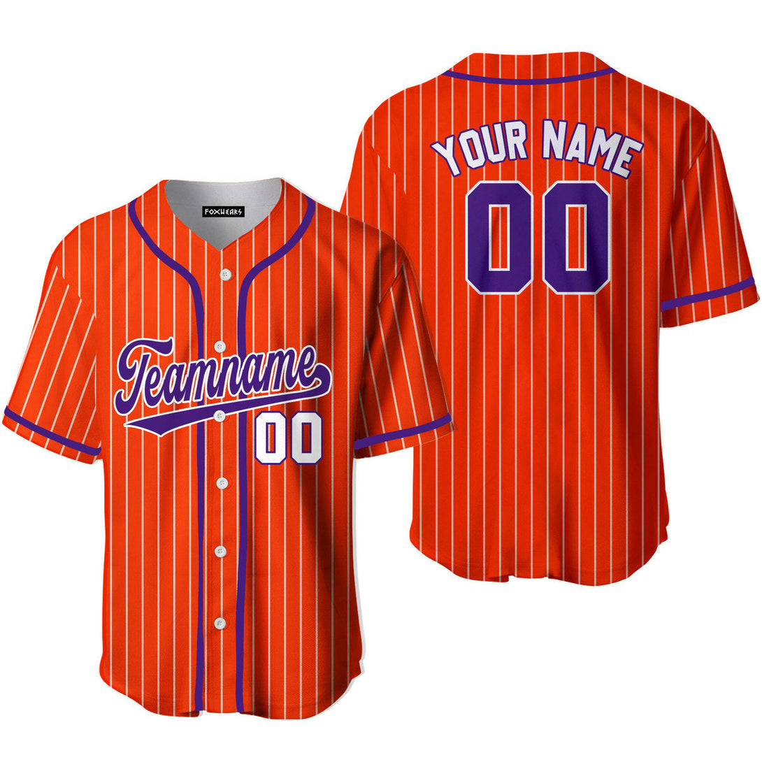 Custom Orange White Pinstripe Purple Baseball Jerseys For Men & Women