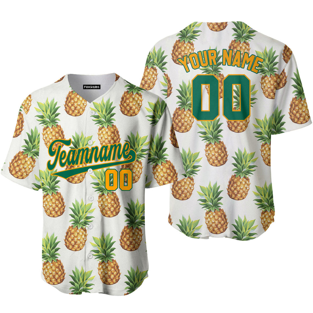 Custom Pineapple Green Yellow Tropical Custom Baseball Jerseys For Men & Women