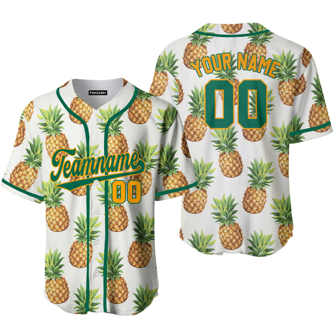 Custom Pineapple Green Yellow Tropical Custom Baseball Jerseys For Men & Women