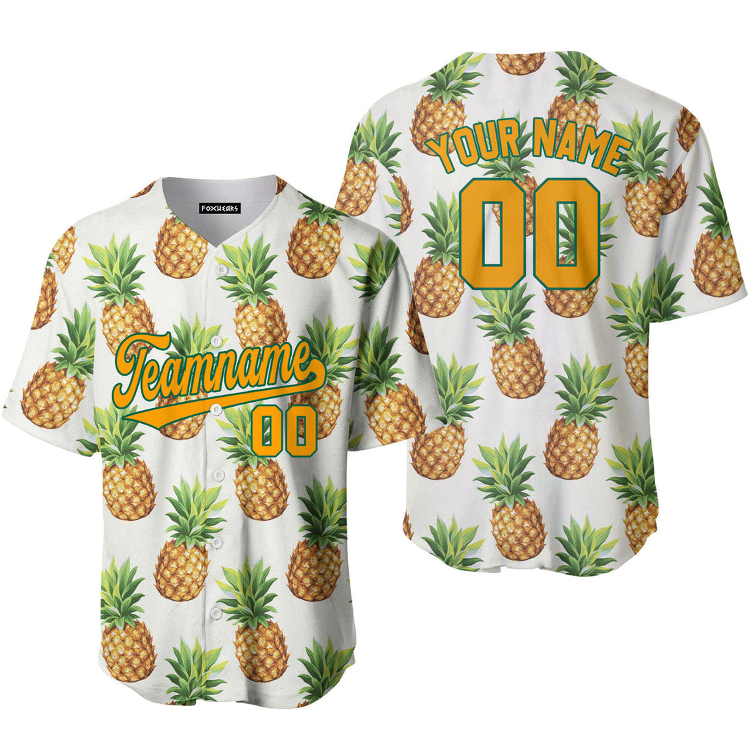 Custom Pineapple Yellow Gold Tropical Custom Baseball Jerseys For Men & Women