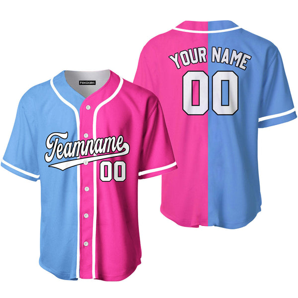 Custom Pink Black-White Light Blue Split Fashion Baseball Jerseys For Men & Women