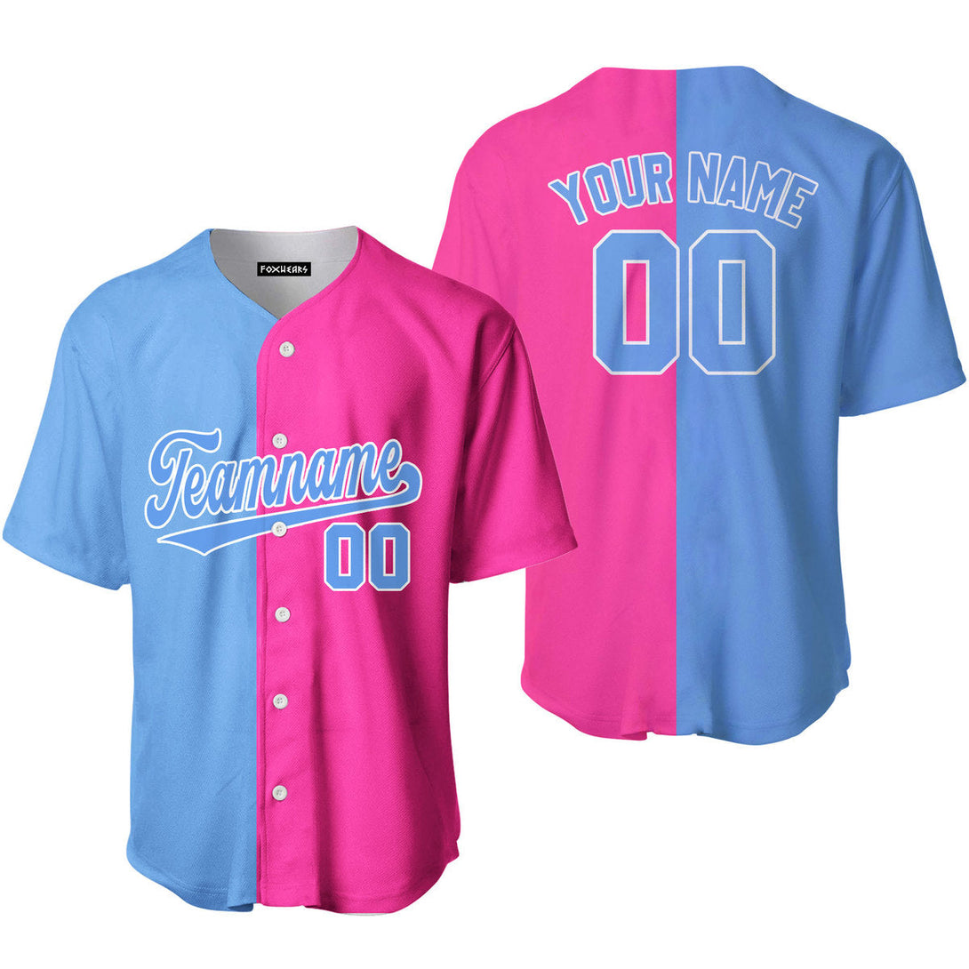 Custom Pink Light Blue Split Fashion Baseball Jerseys For Men & Women