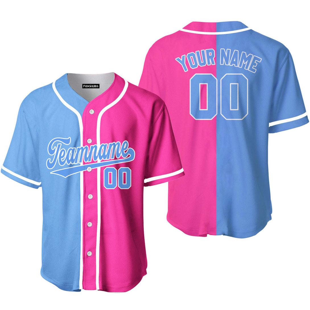 Custom Pink Light Blue Split Fashion Baseball Jerseys For Men & Women