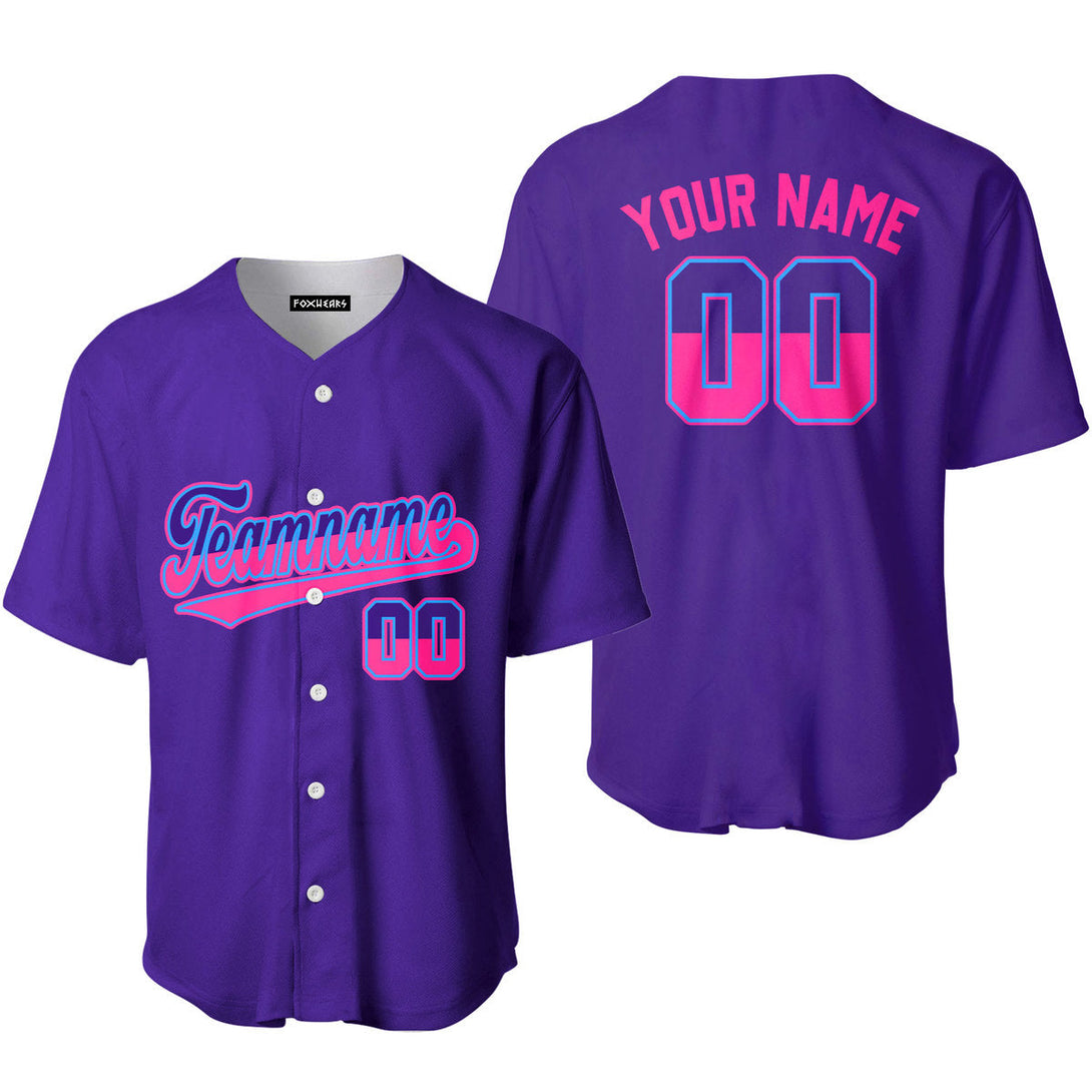 Custom Pink Purple Split And Purple Custom Baseball Jerseys For Men & Women