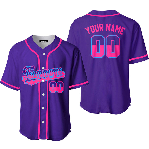 Custom Pink Purple Split And Purple Custom Baseball Jerseys For Men & Women