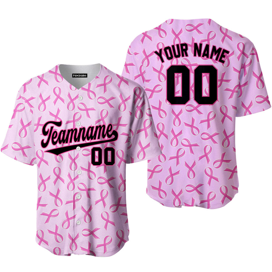 Custom Pink Ribbon Breast Cancer Black Strong Pink Baseball Jerseys For Men & Women