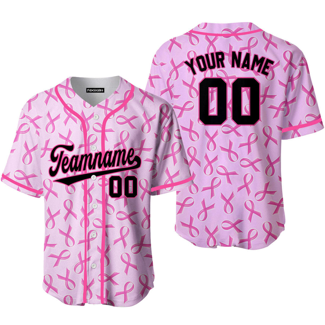 Custom Pink Ribbon Breast Cancer Black Strong Pink Baseball Jerseys For Men & Women