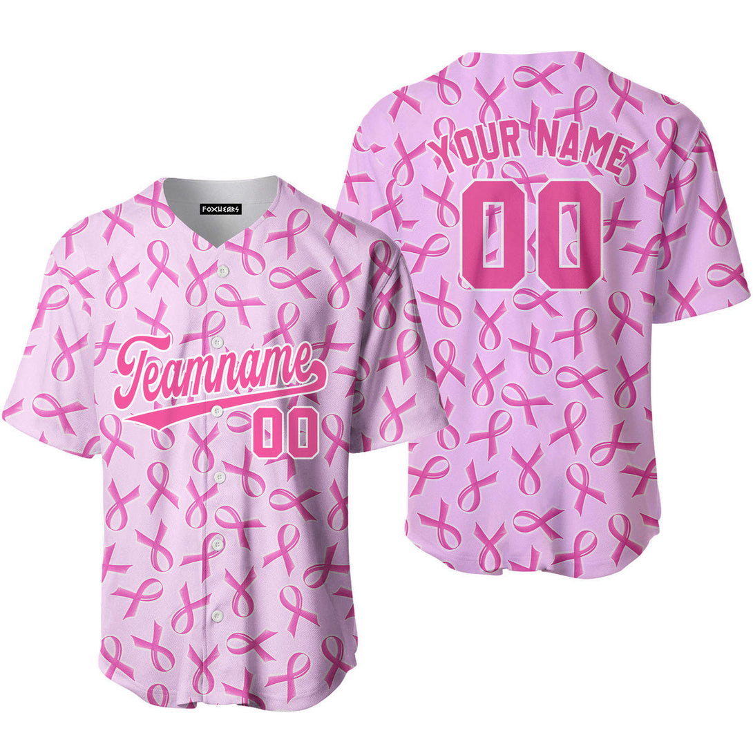 Custom Pink Ribbon Breast Cancer Strong Pink White Baseball Jerseys For Men & Women