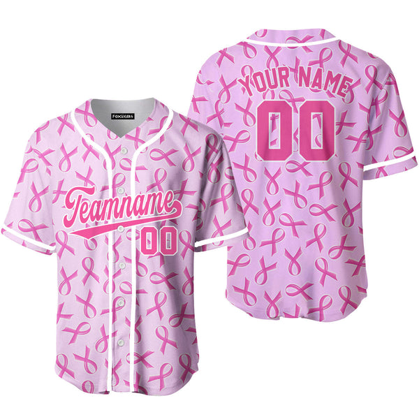 Custom Pink Ribbon Breast Cancer Strong Pink White Baseball Jerseys For Men & Women