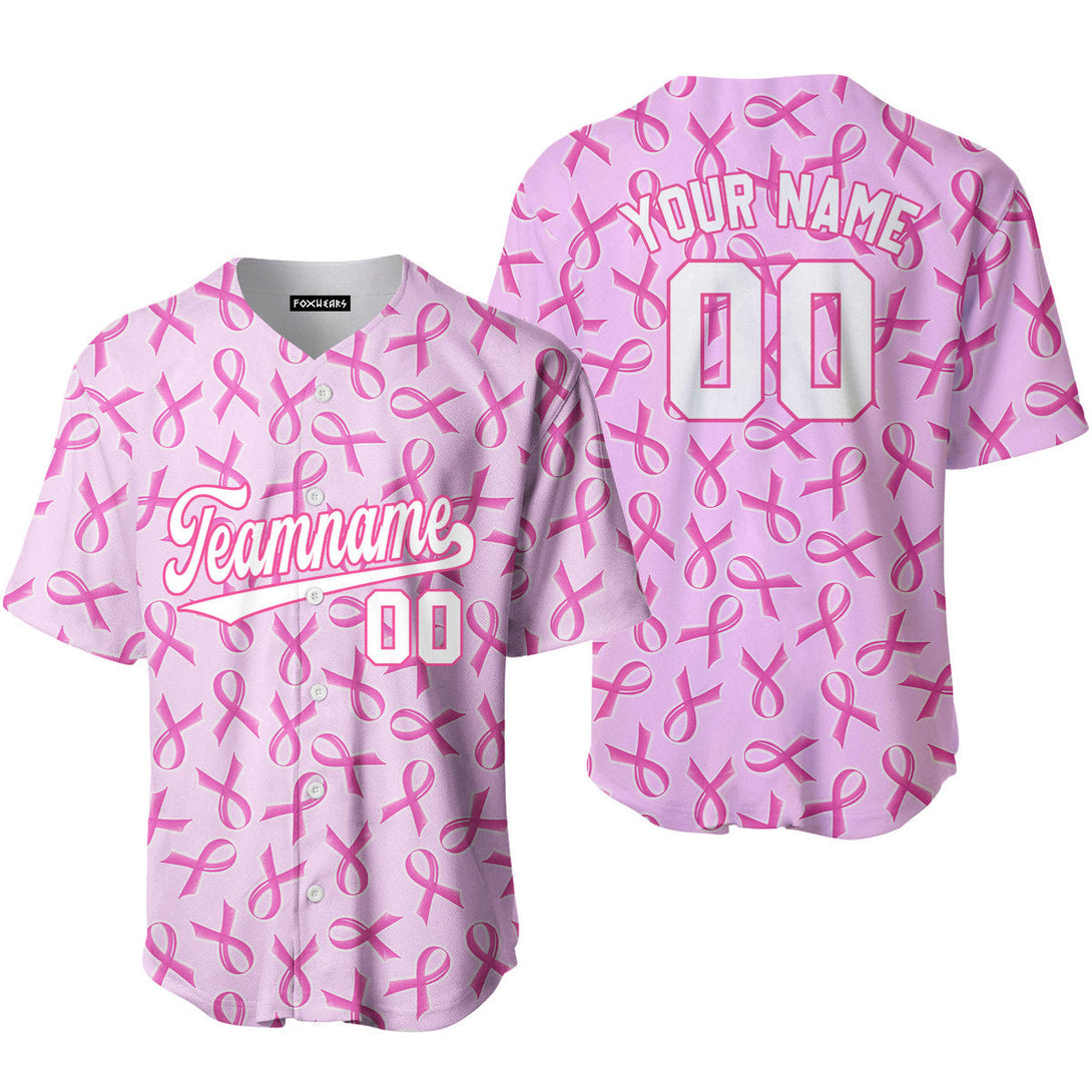 Custom Pink Ribbon Breast Cancer White Pink Baseball Jerseys For Men & Women