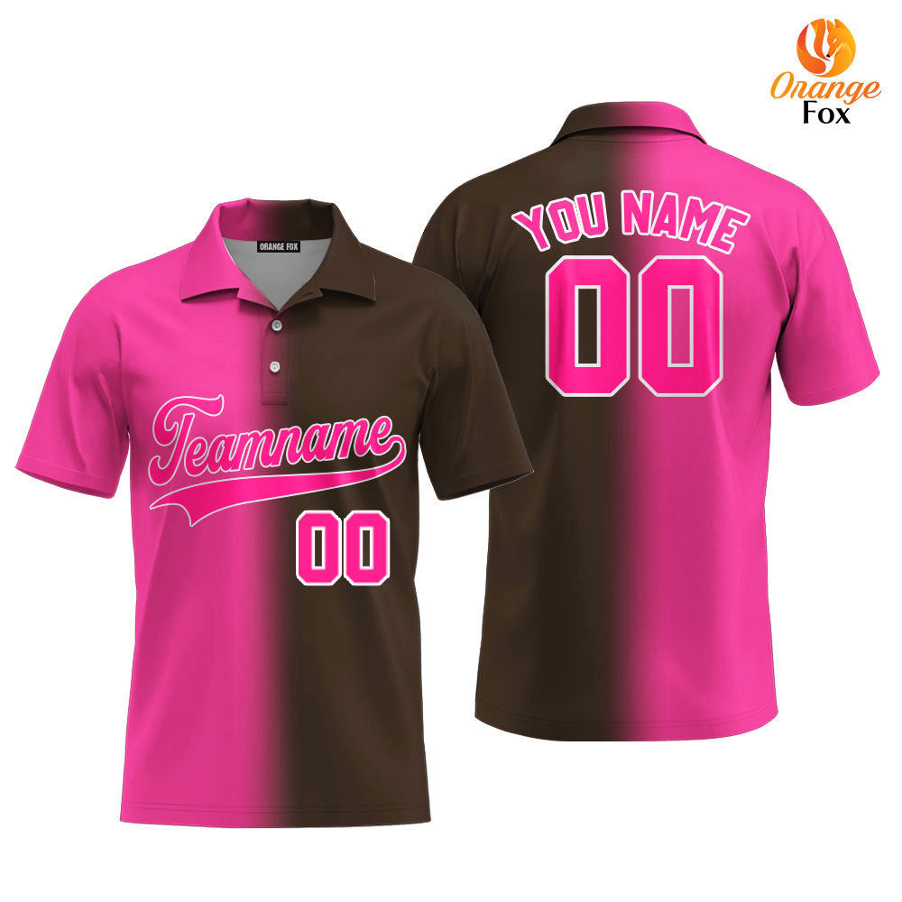 Custom Pink White Brown Fade Fashion Custom Polo Shirt For Men