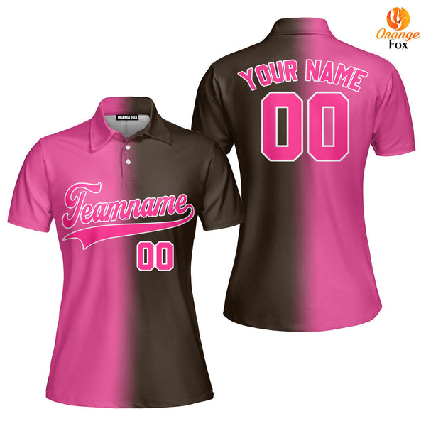 Custom Pink White Brown Fade Fashion Custom Polo Shirt For Women