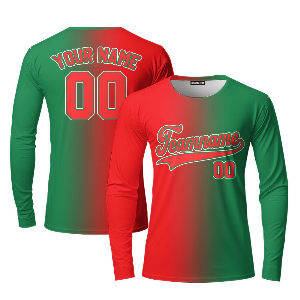 Custom Pink White Kelly Green Fade Fashion Custom Long Sleeve T-Shirt For Men & Women