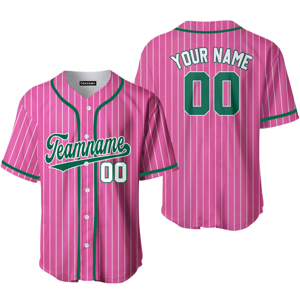 Custom Pink White Pinstripe Kelly Green Baseball Jerseys For Men & Women