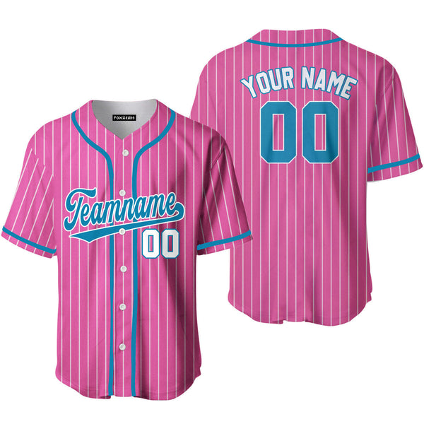Custom Pink White Pinstripe Navy Blue Baseball Jerseys For Men & Women