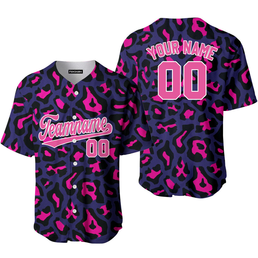 Custom Pinky Leopard Pattern Pink White Custom Baseball Jerseys For Men & Women