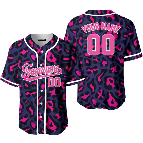 Custom Pinky Leopard Pattern Pink White Custom Baseball Jerseys For Men & Women