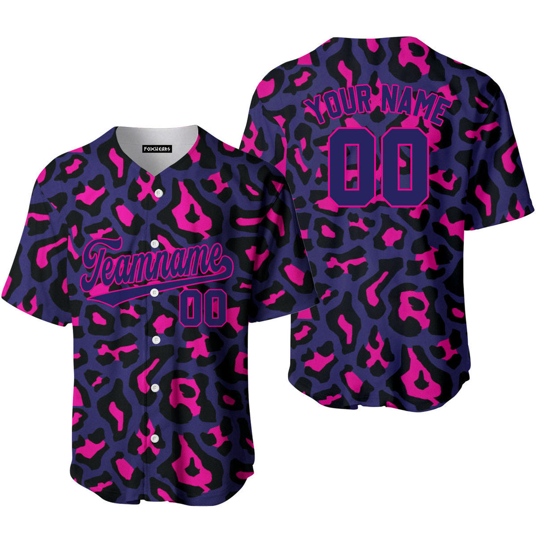 Custom Pinky Leopard Pattern Purple Pink Custom Baseball Jerseys For Men & Women