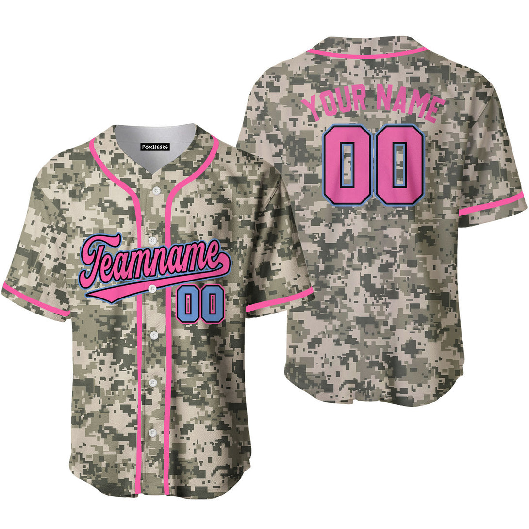 Custom Pixel Camouflage Pink Light Blue Baseball Jerseys For Men & Women