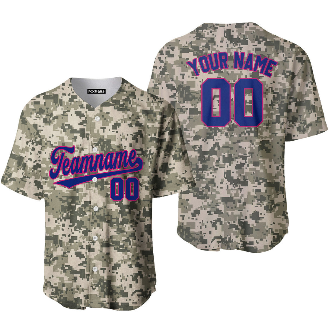 Custom Pixel Camouflage Royal Blue Pink Baseball Jerseys For Men & Women