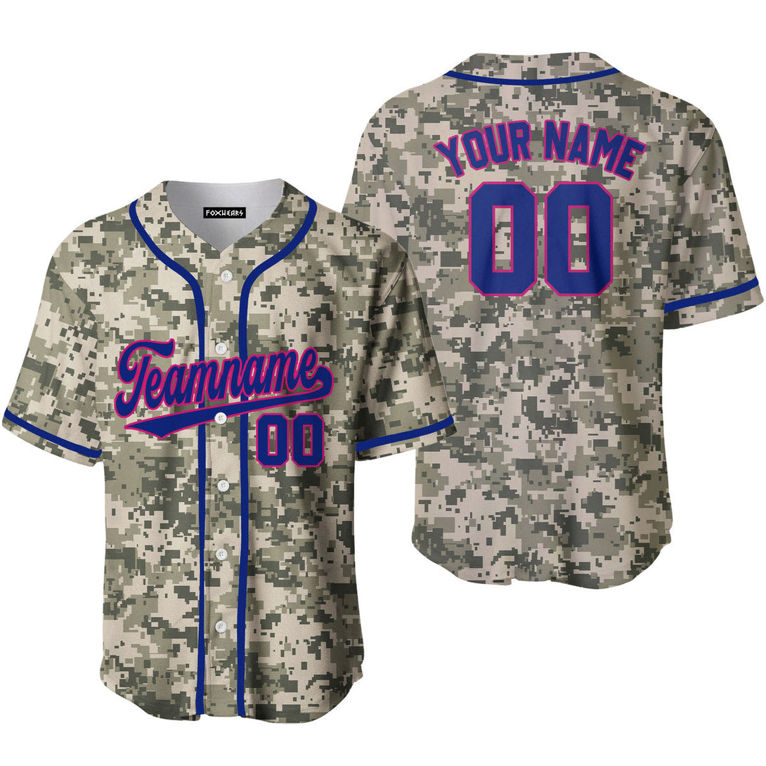 Custom Pixel Camouflage Royal Blue Pink Baseball Jerseys For Men & Women