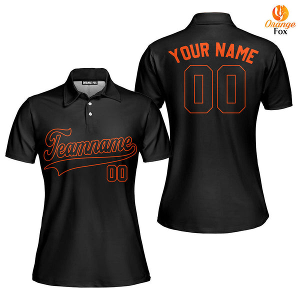 Custom Polo ShirCustom Black Oranget For Women