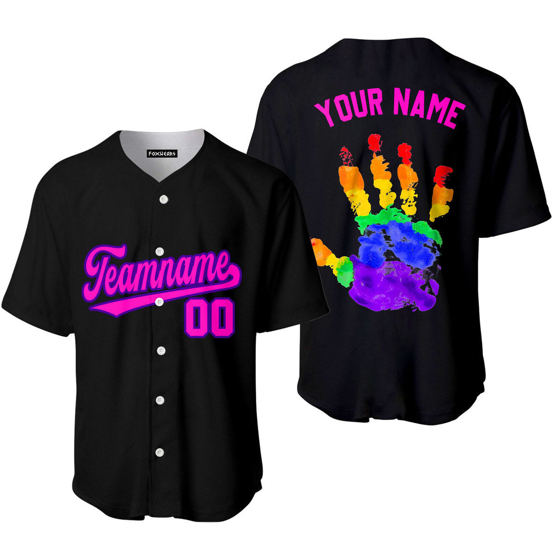 Custom Pride Hand LGBT Pink Purple Black Baseball Jerseys For Men & Women